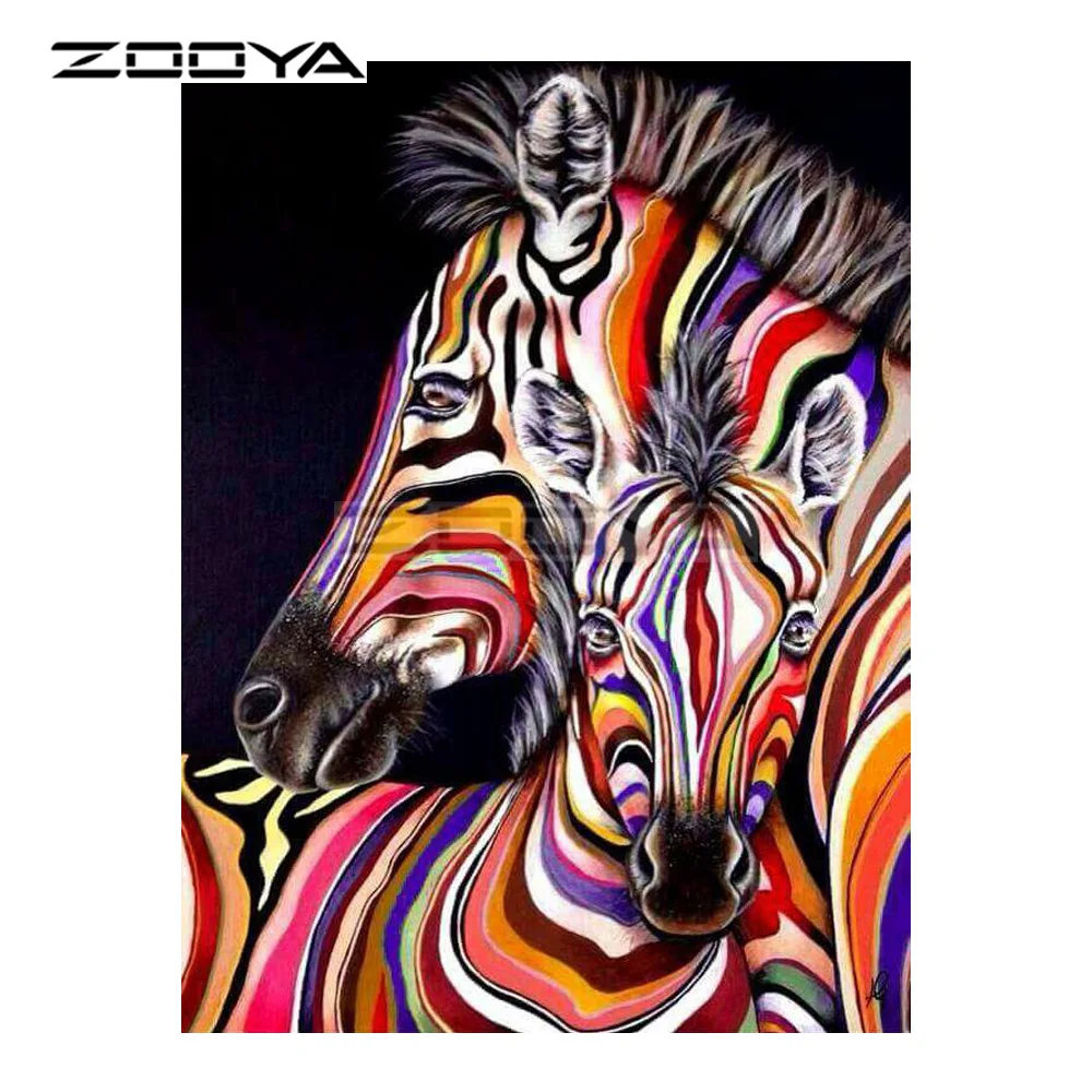 ZOOYA 5D алмазная вышивка сделай сам животное цветная полоса Зебра живопись