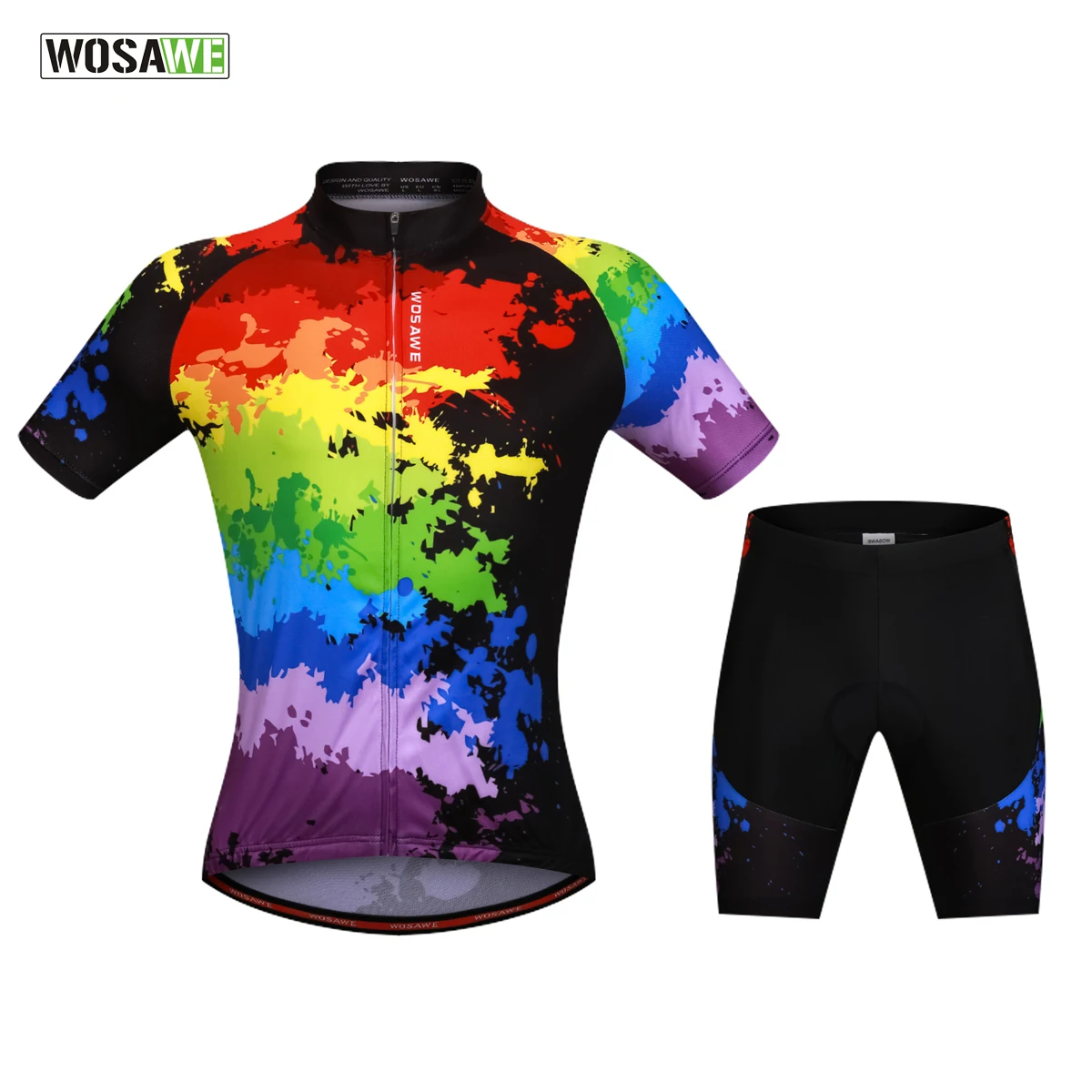 

WOSAWE Summer Cycling Sets Short Sleeve Jersey + Gel padded Shorts MTB Mountain Bike Bicycle Riding Cycling Clothes