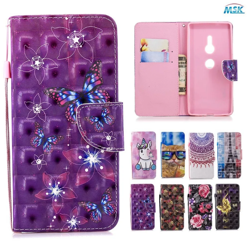 Flip Case For Sony Xperia XZ2 Compact H8314 H8324 3D patterned Phone