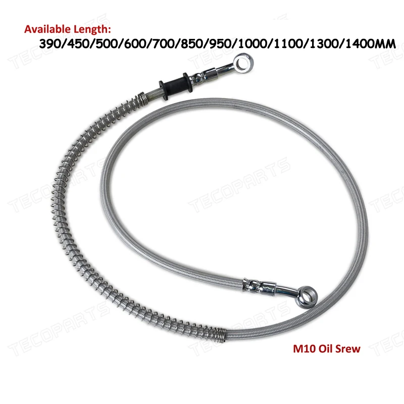 

390mm-1400mm Universal Motorcycle Brake Oil Hose Line Pipe Banjo Hydraulic Reinforced Steel Braided Linepipe 10MM Oil Screw