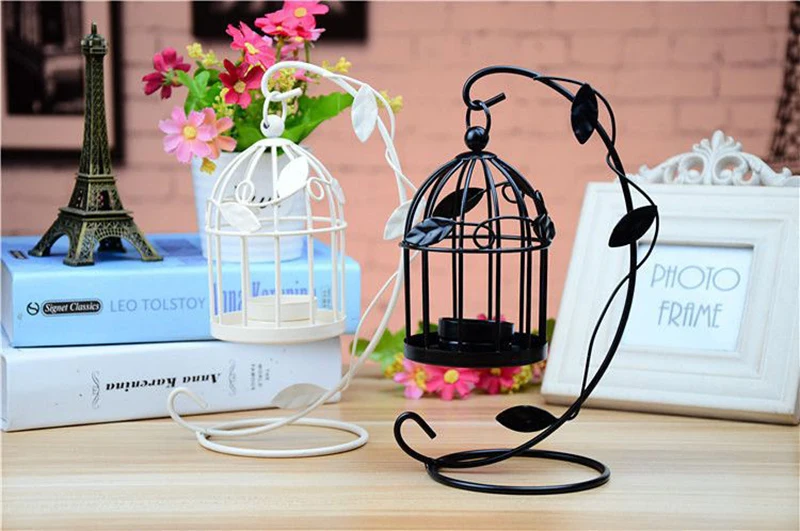 Flone Modern Iron European Style Candlestick Bird Cage Wind Light Decoration Wedding Home Decoration Accessories Crafts Gifts  (8)