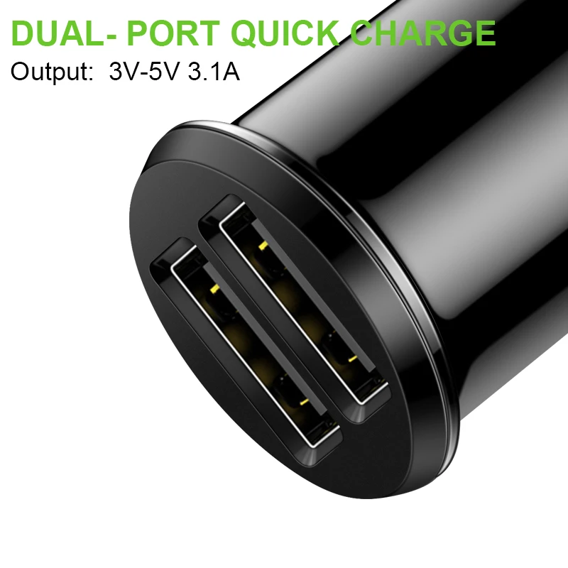 Coolreall شاحن سيارة USB صغير محول 3.1A مع شاشة LED رقمية العالمي المزدوج USB الهاتف سيارة-شاحن سامسونج فون