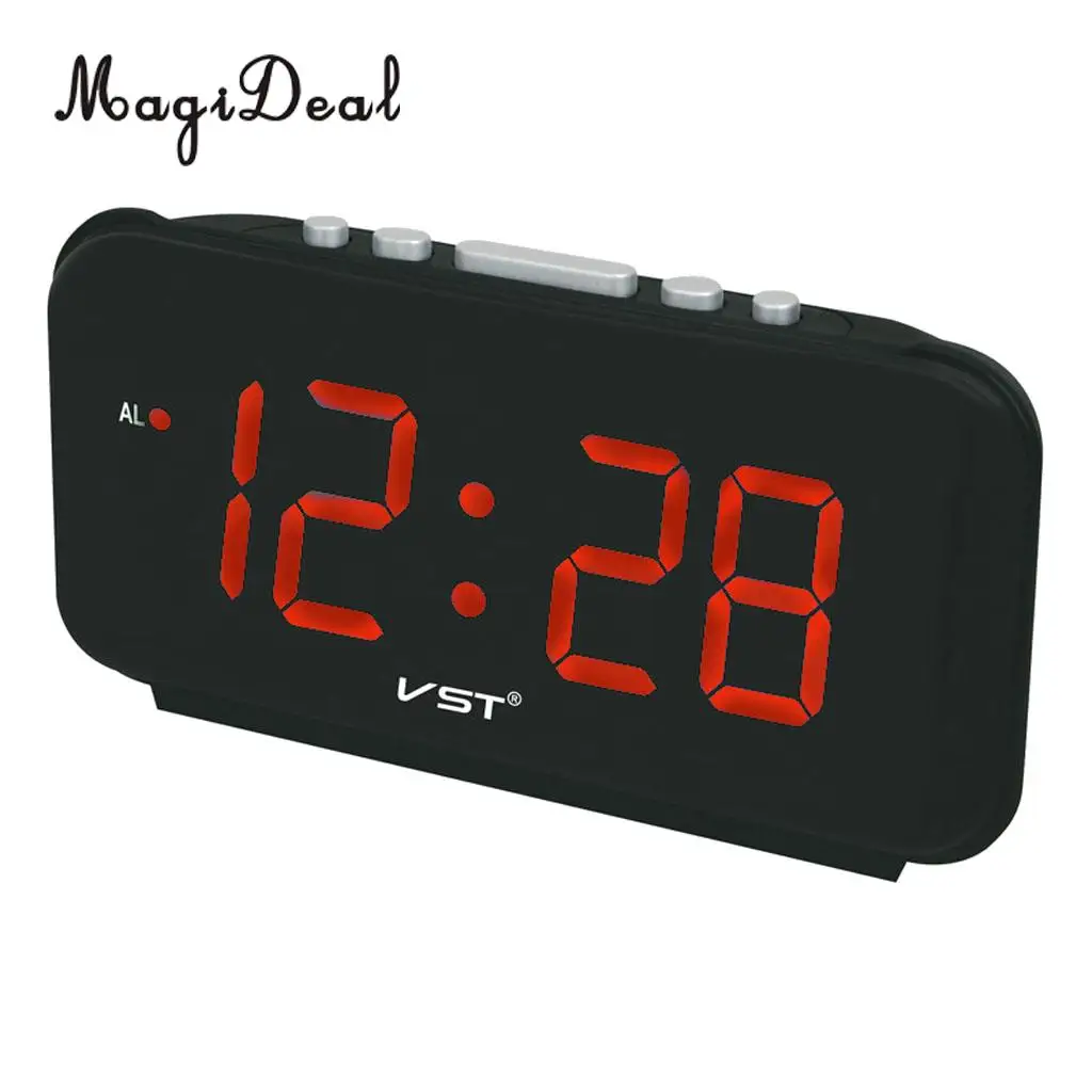 MagiDeal LED Digital Alarm Clock Awake Up Alarm Clock Snooze Alarm Clock for Home Bedroom + 1.8'' Big Display