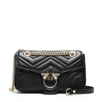 

Fashion simple comfortable beautiful bee decoration light luxury handbags shoulder messenger bag chain bag black bag women