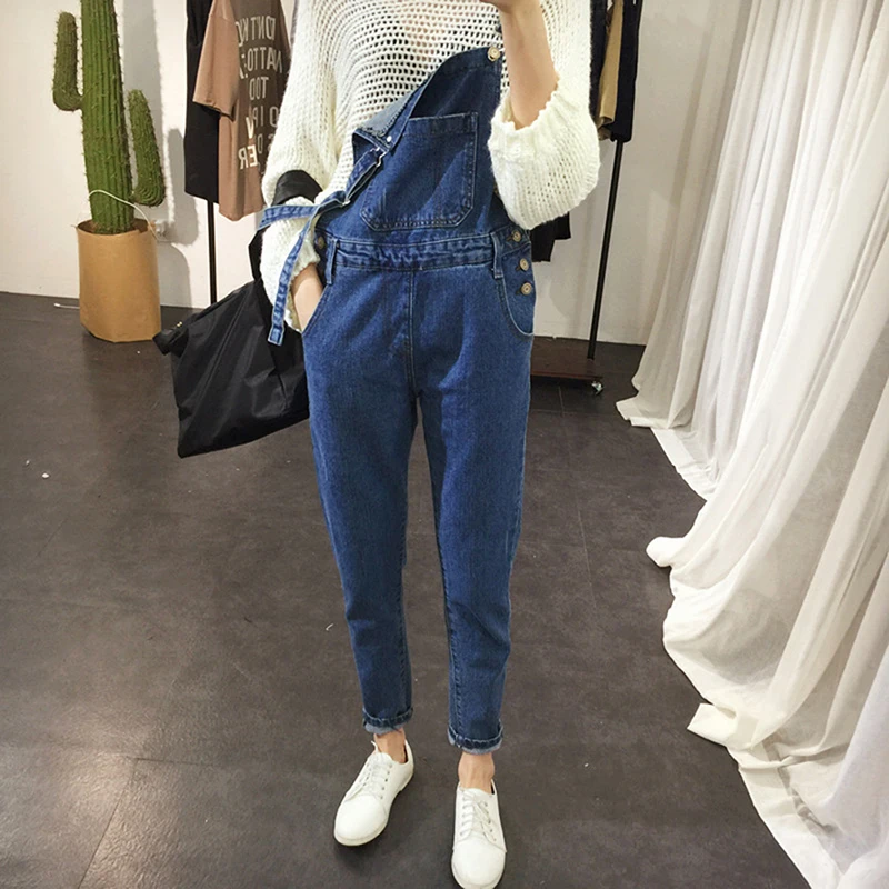 

Women Slim Fit Denim Overall Rompers Jeans Overall Autumn Fashion Blue Ripped Loose Womens Jumpsuit