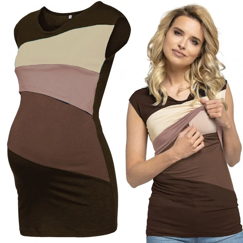 Plus Size Sleeveless Long Tops Casual T Shirt Maternity Nursing Breastfeeding Clothes Feeding