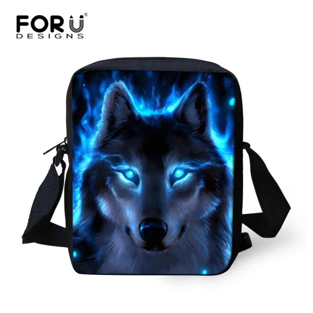 FORUDESIGNS/Мужская мини-сумка-мессенджер, Детская сумка через плечо, с рисунком льва волка, маленький мужской полиэстер, 3d животное, дорожная сумка с клапаном