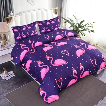 

ZEIMON Cartoon Animal 3D Printing Home Decor Bedding Set Pink Flamingo Pattern Pillow Case Queen King Size Duvet Covers