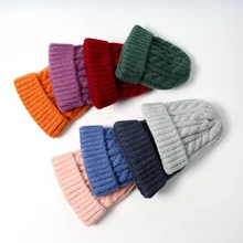 Шапка для взрослых, шерстяная шапка ярких цветов, мужская и женская кепка, однотонная теплая перекрестная вязка, шапка