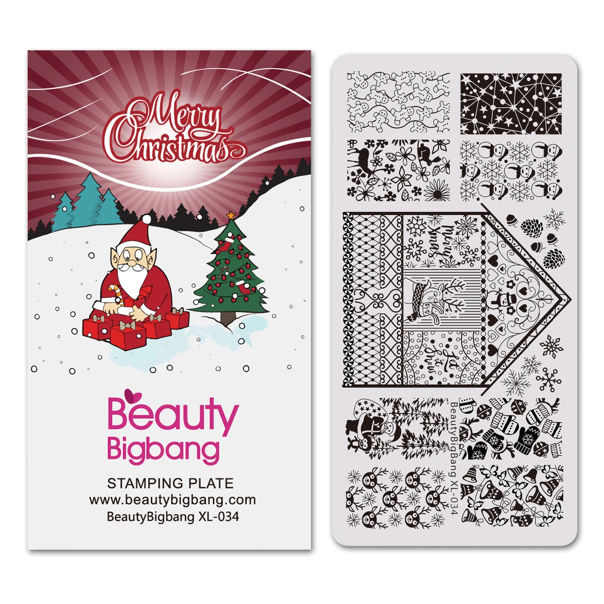 1 шт., наклейки для ногтей BeautyBigBang, новогодний снеговик, Рождественский дизайн, дизайн ногтей для стемпинга, 3D формы, Геометрическая Печать XL 033