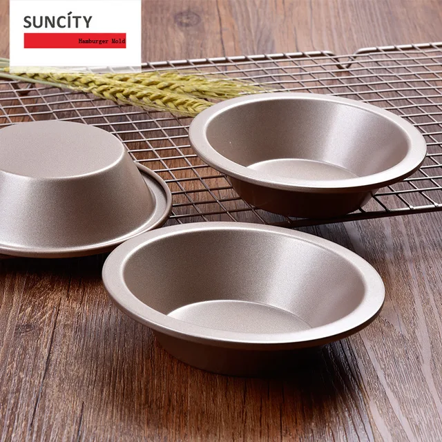2Pcs Nonstick Metal Round Hamburger Maker Tin Tray Pan For Bake Cook Cakes Patty Mold Pastry Bread Cake Baking Bakeware 2Pcs Nonstick Metal Round Hamburger Maker Tin Tray Pan For Bake Cook Cakes Patty Mold Pastry Bread Cake Baking Bakeware