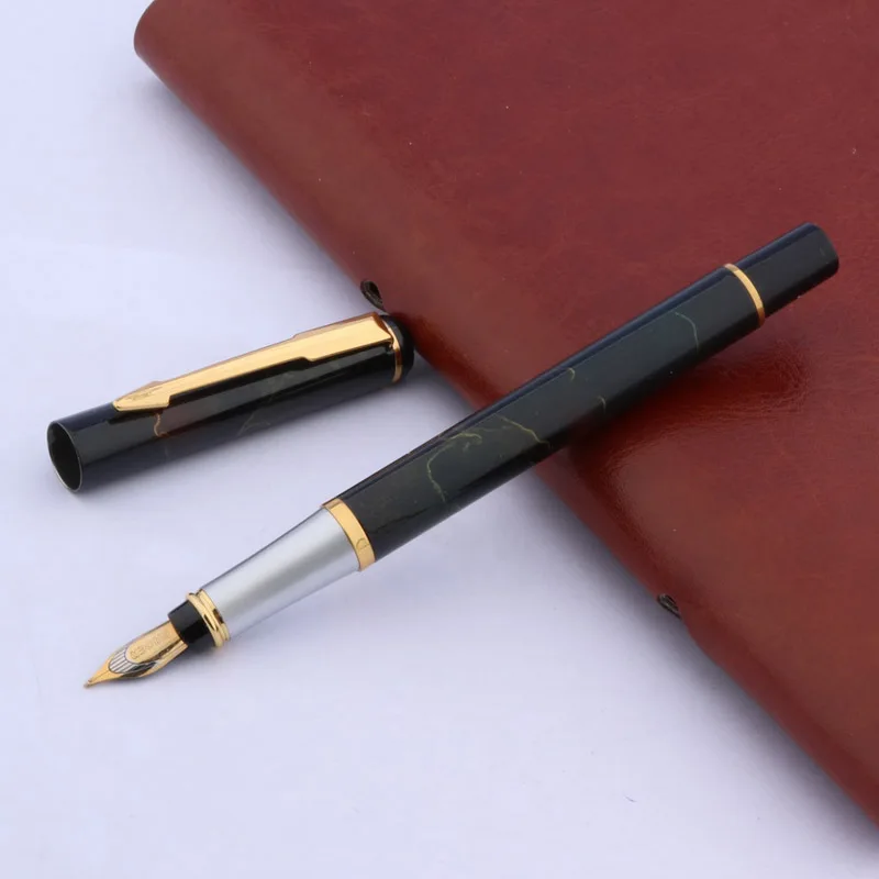 BAOER 801 RED LEOPARD GOLD TRIM FINE NIB FOUNTAIN PEN-CONVERTER-UK SELLER