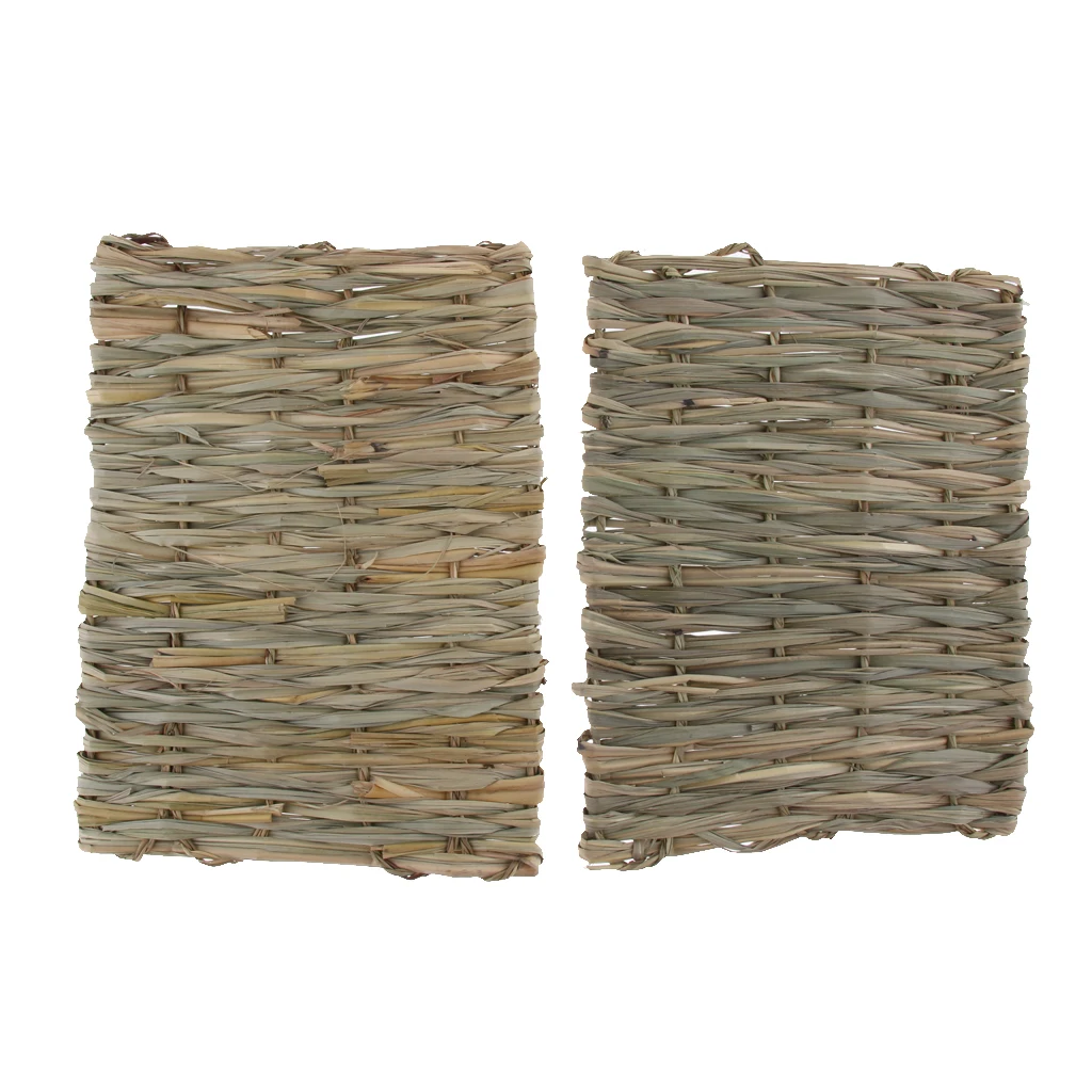 2 Pieces Grass Straw Mat Pet Rabbit Guinea Pig Mouse Bunny Cage Natural Straw Hay