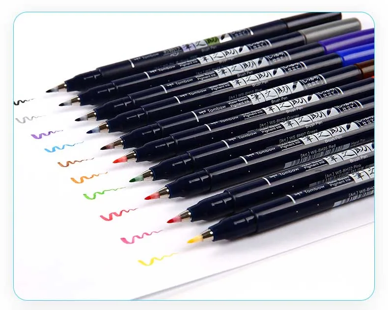 Tombow Fudenosuke Fude набор кистей из фетра для рисования маркеров 10 цветов для рисования каллиграфии эскизов заметок ручные ручки для рисования
