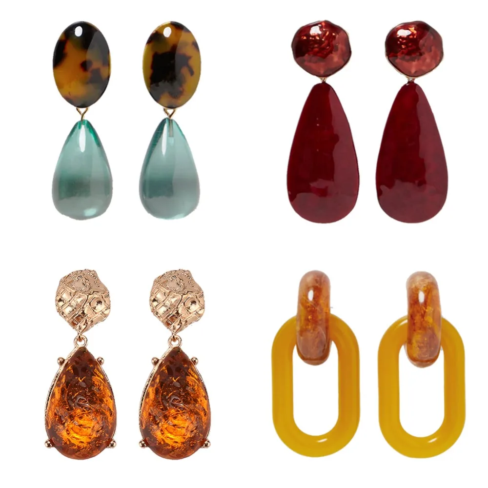 

Vedawas Trendy ZA Dangle Earrings For Women Gifts Jewellery Luxury Resin Water Statement Drop Earrings Sets Pendientes xg1947