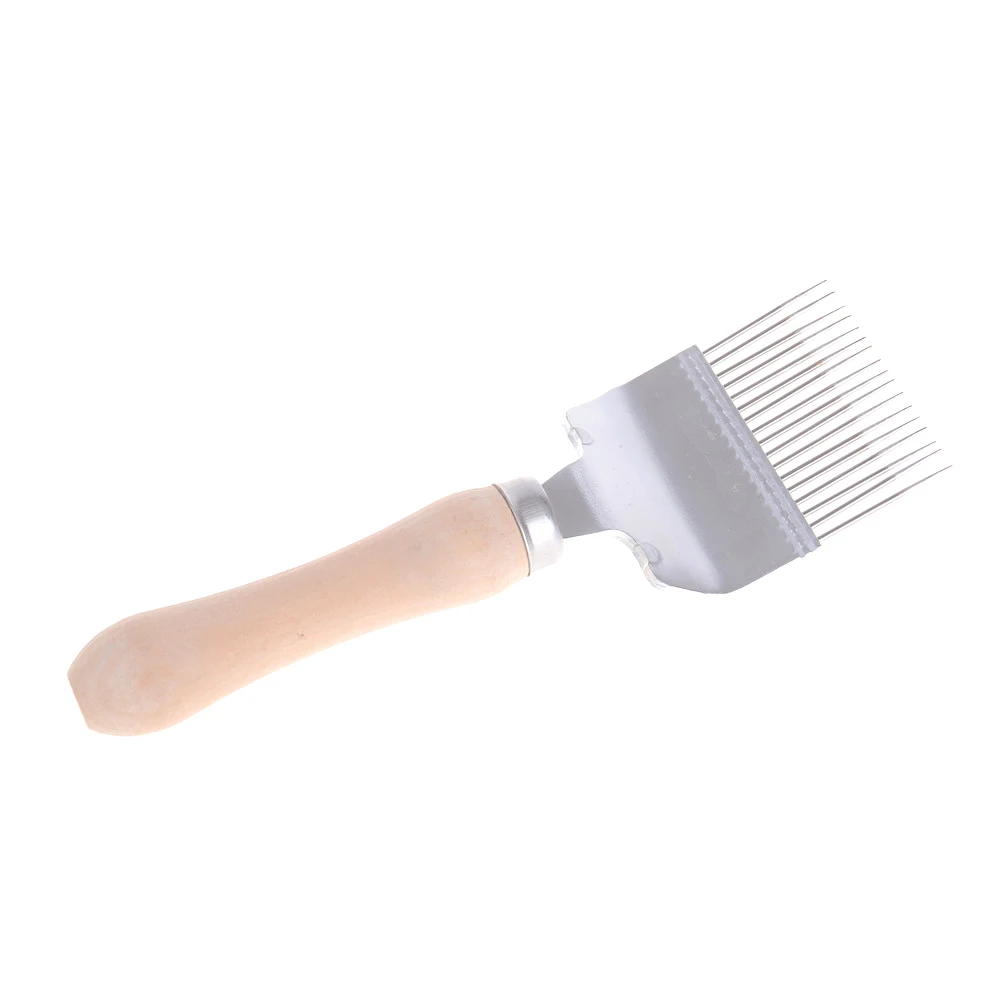 

1pc Stainless Steel + Wooden Bee Keeping Beekeeping Honey Comb Stainless Steel Tine Uncapping Fork Scratcher 20 X 6.5cm
