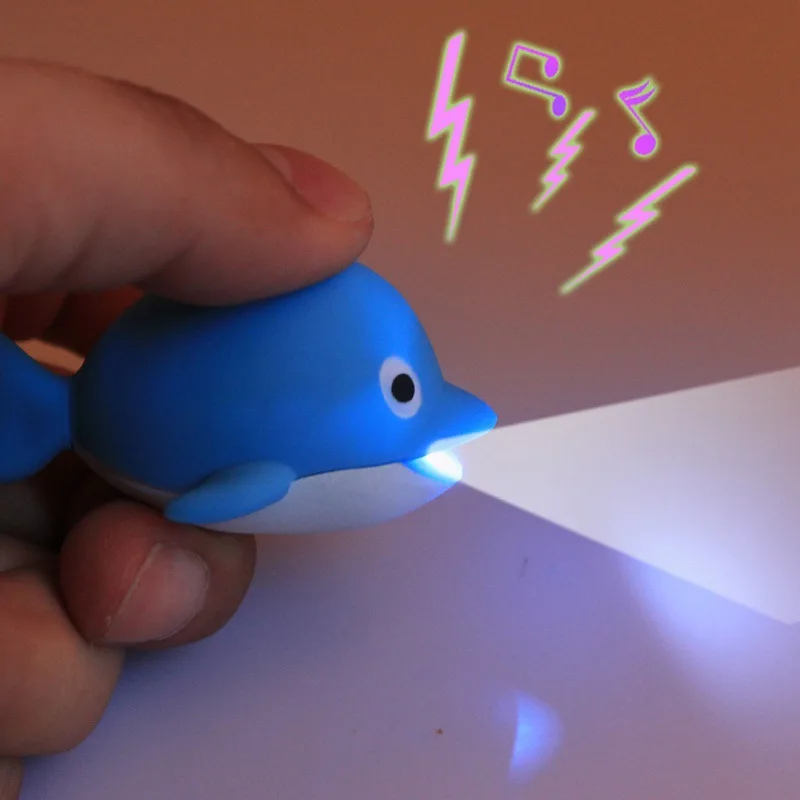 new arrive creative cute dolphins led keychains shine luminous sound
