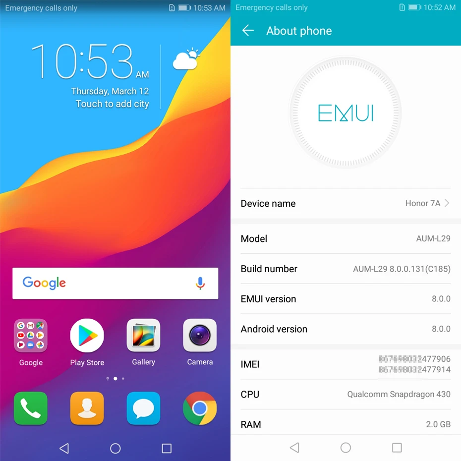 Honor 7A глобальная ПЗУ OTA обновление 4G LTE мобильный телефон лицо ID Разблокировка