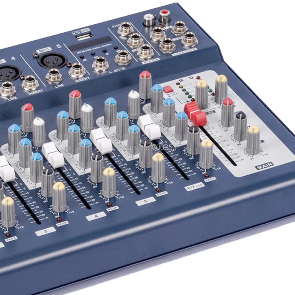 Professional New 7 Channel Mixing Console Stage Microphone Music Mixer with USB 48V - MICWL F7-USB