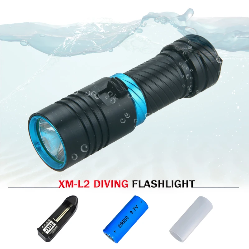 Фонафонарь для дайвинга на аккумуляторах 18650 или 26650 с CREE XM L 5000 люмен|flashlight l2|led diving