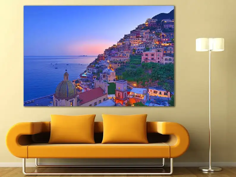 Картина с большими Positano итальянский пейзаж цветная большая стена художественный