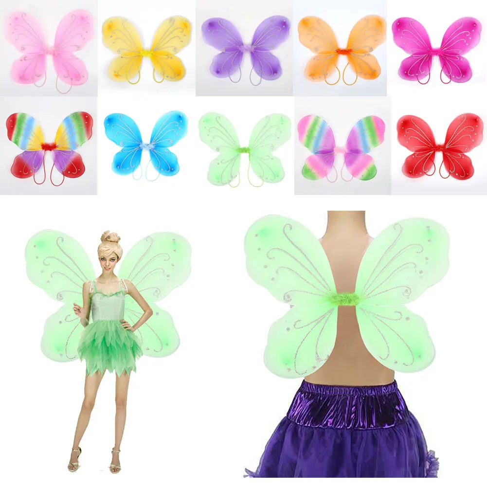 Butterfly Wings Dress Up Beautiful 10 Color 42*31cm Girls Christmas Photo Props Halloweenin