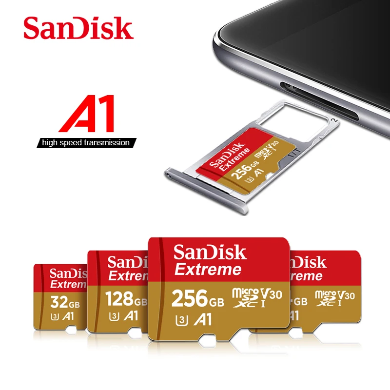

Sandisk Extreme Micro SD Card 64GB Professional Memory Card 32GB U3 V30 Flash Card A1 SDHC A2 SDXC TF Card for 4K HD Video