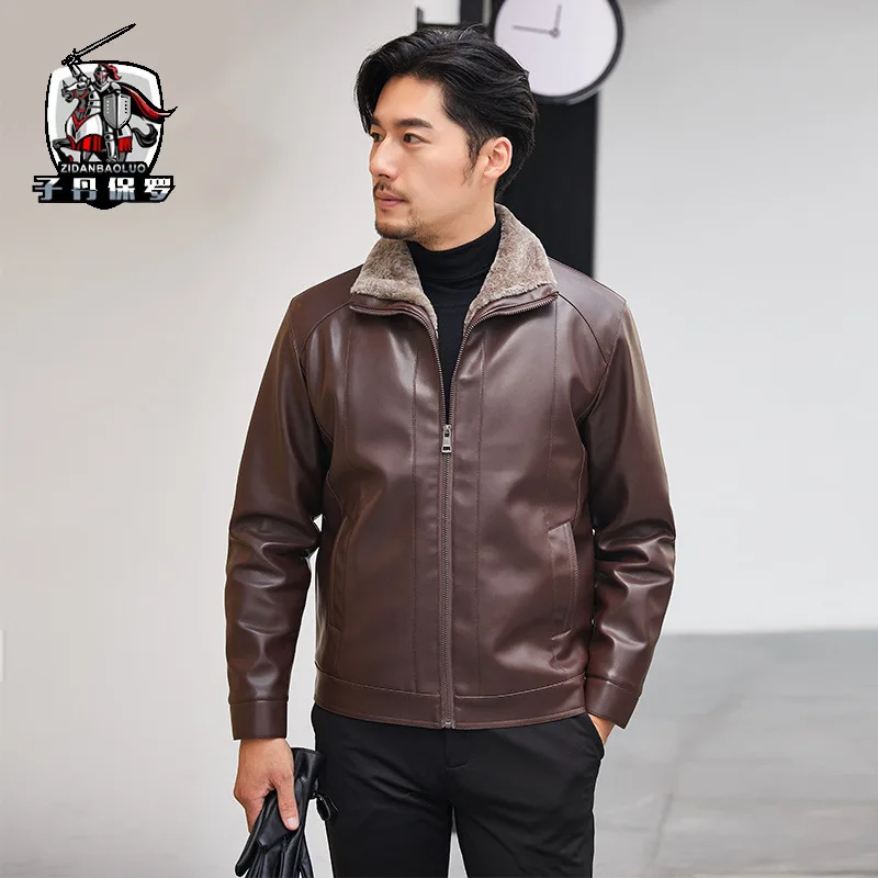 2019 Hot Sell Casual Men's Leather Jackets Men Leather Coats Brand High Quality PU Outerwear Male Wool Liner Warm Leather Jacket