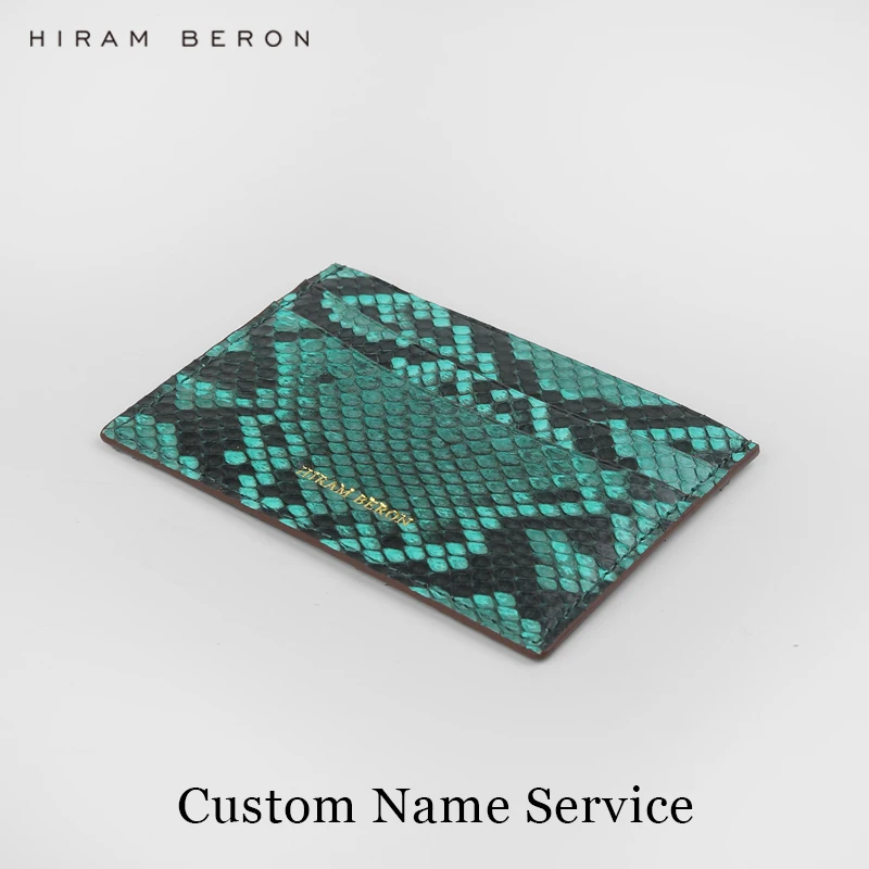 Hiram Beron,, мужской держатель для карт, кошелек из кожи питона, роскошный подарок из натуральной кожи, модная Прямая поставка