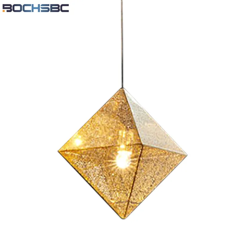 

BOCHSBC LED Pendant Light Nordic Simple Net Shape Kitchen Dinning Room HangLamp Bar Polyhedral Stainless Steel Pendant Lamp