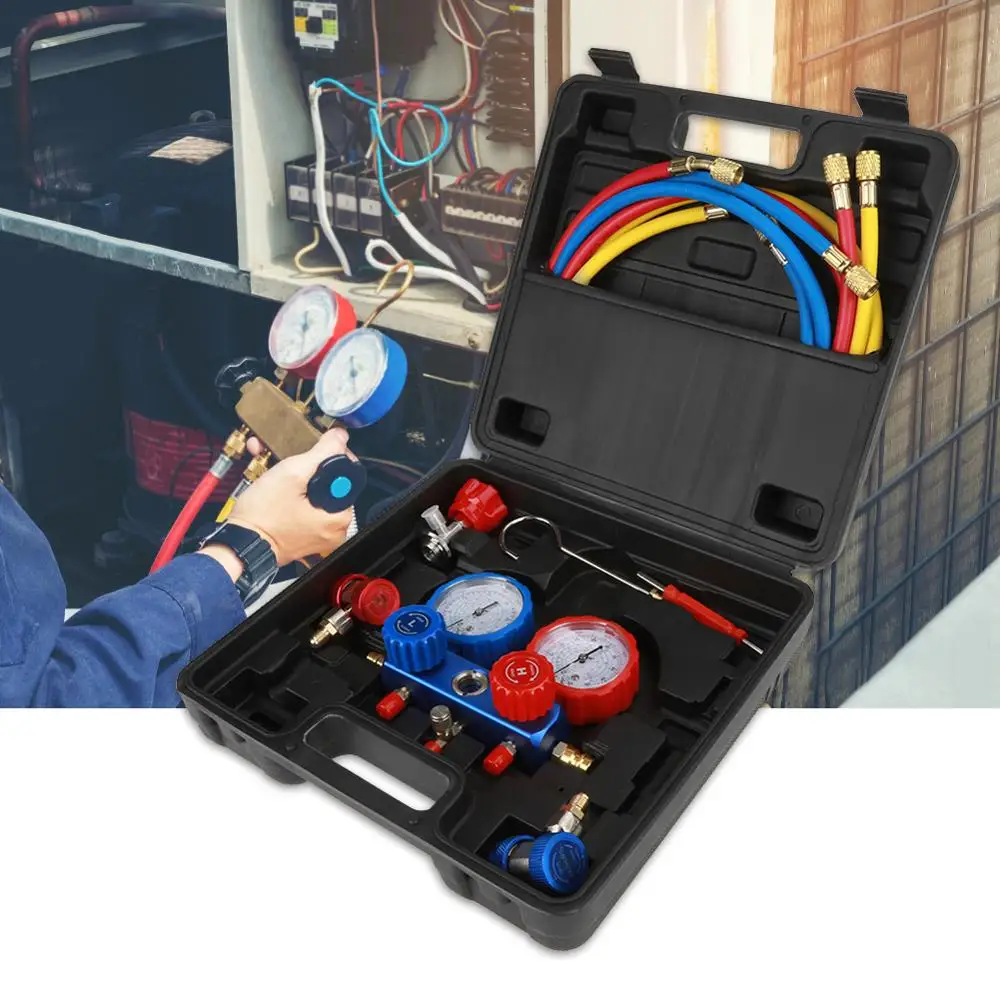 1 Set Manifold Dual Gauges R134a Air Conditioning Refrigerant Manifold