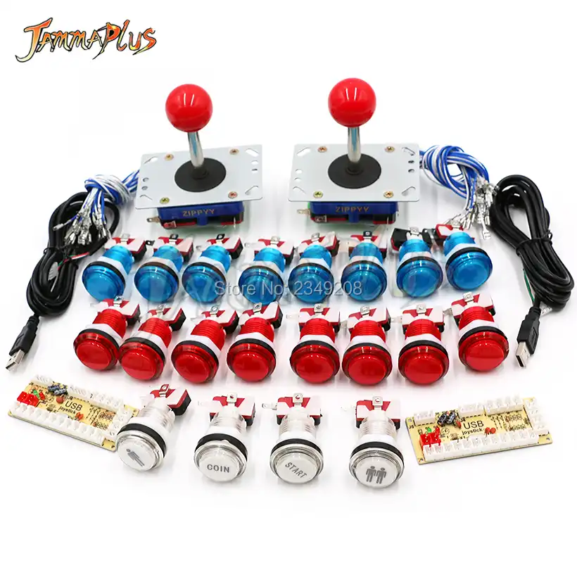 2 Player DIY Arcade Joystick Kits With 20 LED Arcade Buttons + 2 Joysticks + 2 USB Encoder Kit