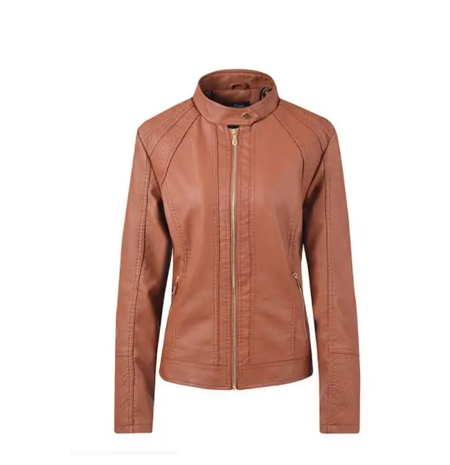 

Autumn new women's jacket PU motorcycle female jacket stand collar zipper female jacket faux leather high quality female jacket