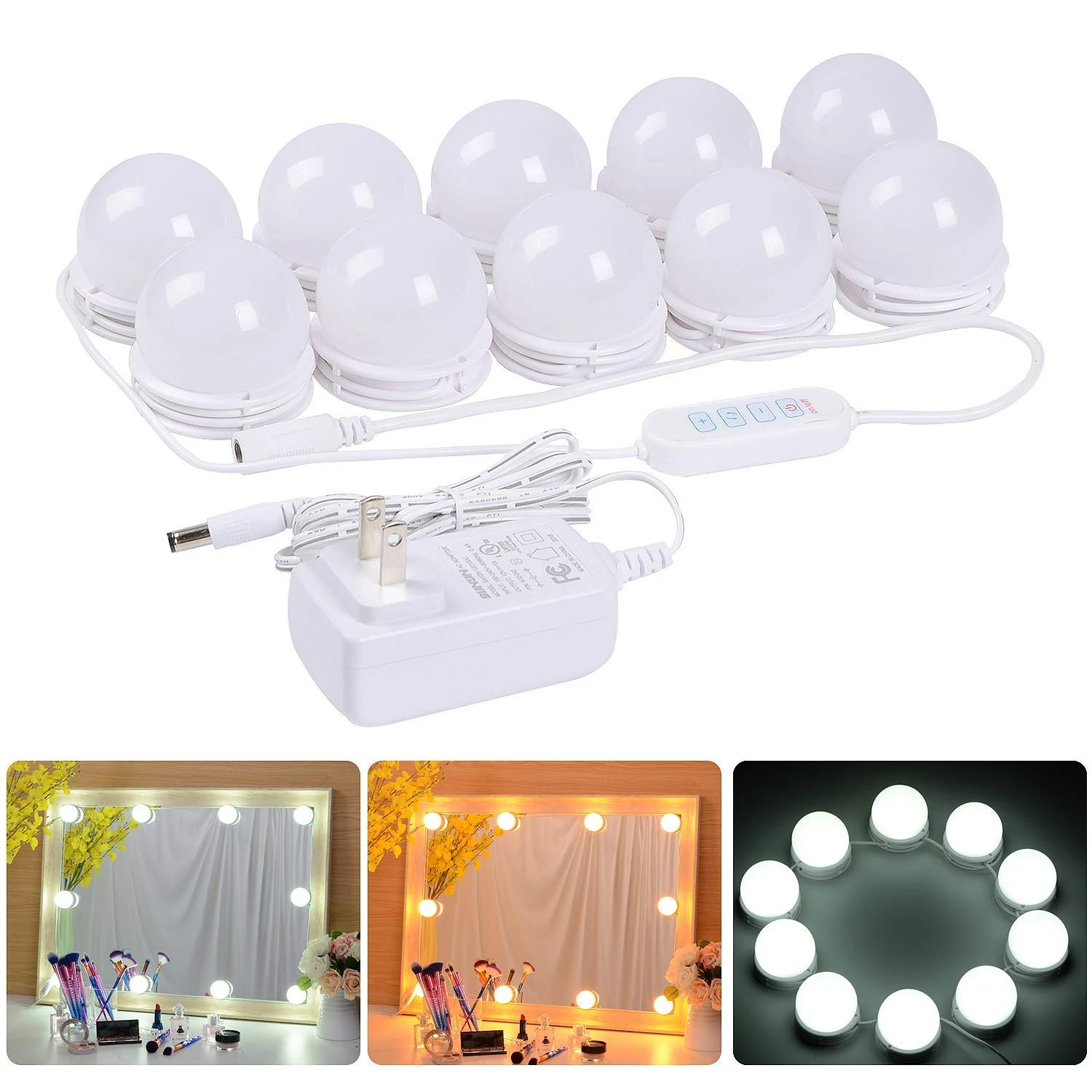 Led バニティミラーライトキットアップグレード 3 色の照明モード化粧鏡器具調光対応電球洗面化粧台バスルームの鏡 Led Night Lights Aliexpress
