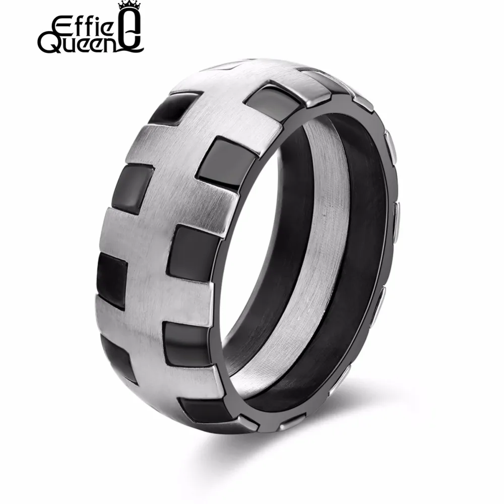 

Effie Queen Mens Frosting Surface Ring Stainless Steel Unique Design Finger Rings Drop Shipping Jewelry IR31