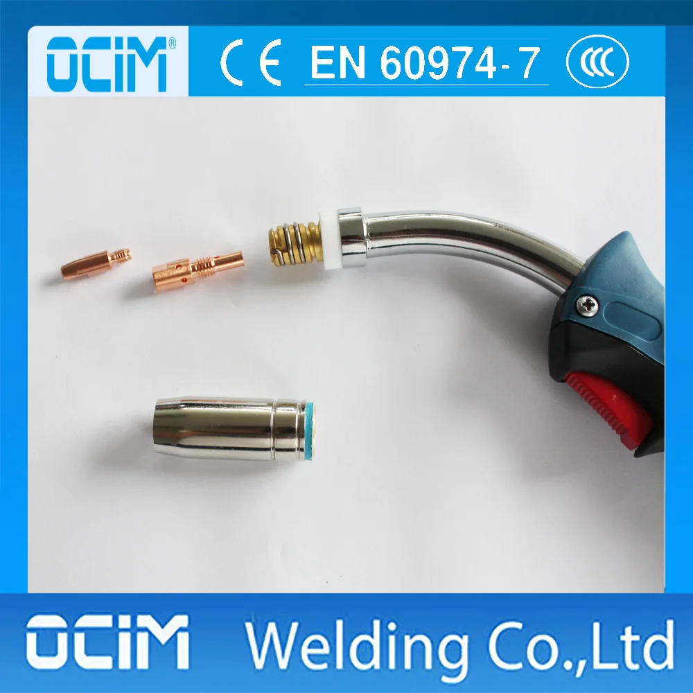 MB25 MIG/MAG CO2 сварочный фонарь с головкой, контактный наконечник для шеи лебедя, переключатель сопла