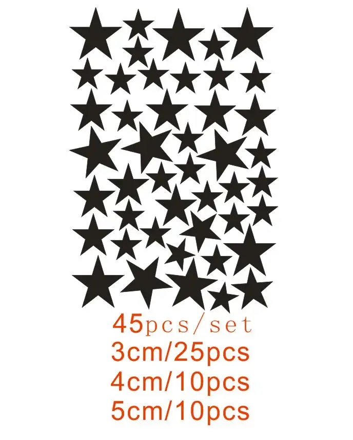 Новый 45/24 шт мультфильм Звездное стены стикеры для детей номеров домашнего декора маленькие настенные наклейки со звездами Детские сделай