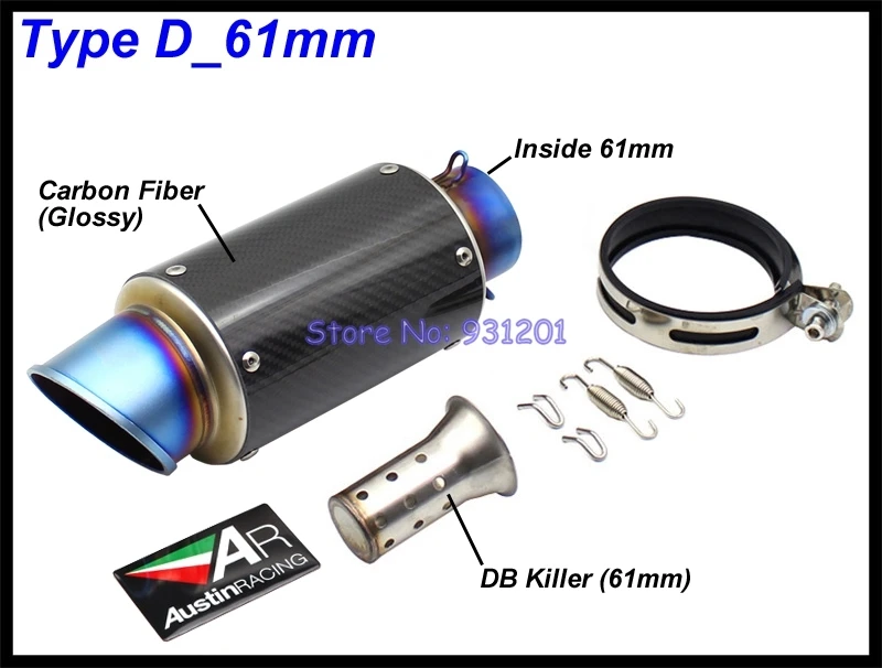 Inlet 51mm 61mm AR Austin Racing Exhaust Motorcycle Escape Moto DB Killer Pot Echappement Muffler Pipe Universal