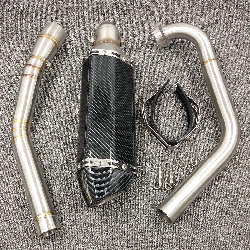 MTImport Motorcycle Full Set Exhaust Muffler Silencer Middle Link Pipe Tube Modified For Yamaha YZF R15 MT-15 2008- MT 125