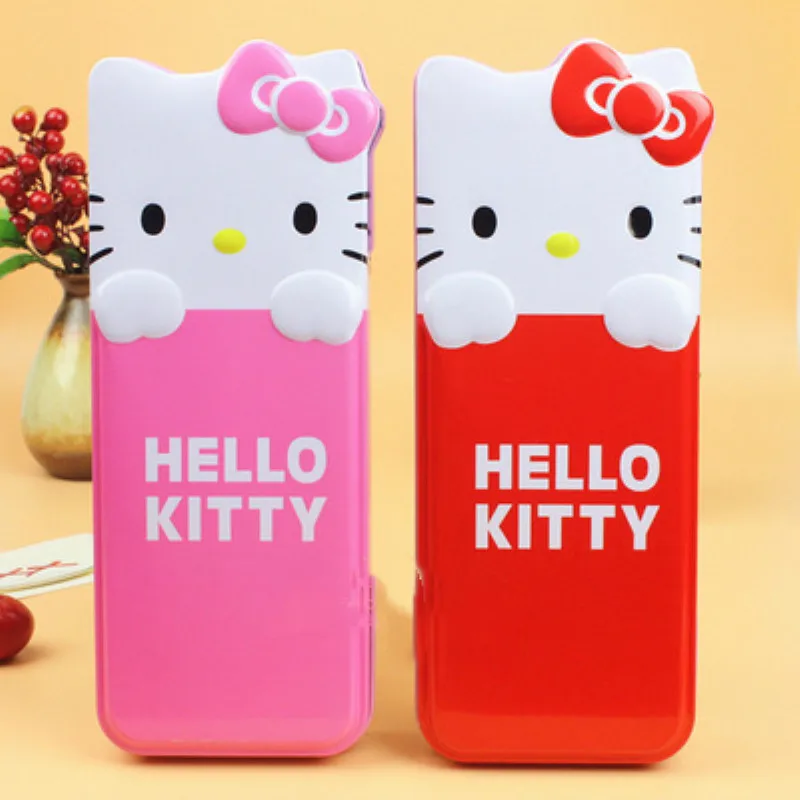 

New Cute Hello kitty Metal Pencil Box Pen Case Portable Kid School Supply XW-KT9213