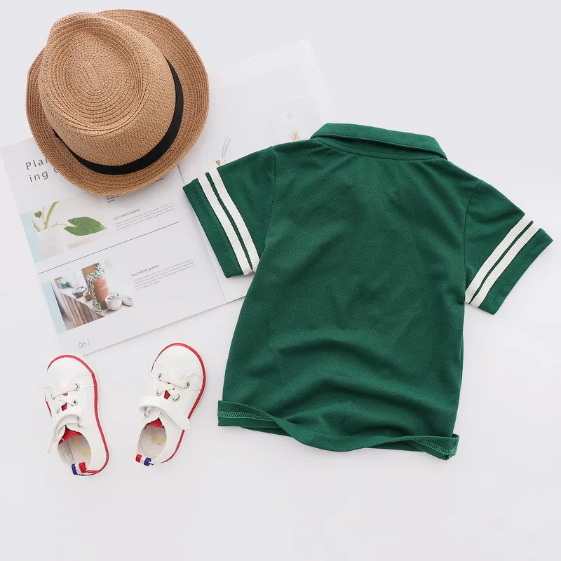 Fashion Summer Cotton Striped Baby Boys Short Sleeved T-shirt Printed Children Tees Kids Tops For Age 2-8 Years Old