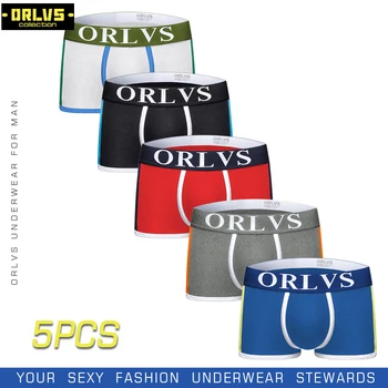 

ORLVS 5PC/LOT Brand Sexy Men Underwear Male Boxers Breathable Quick Dry Men Panties Comfortable Underpants Cotton Men Sleepwear