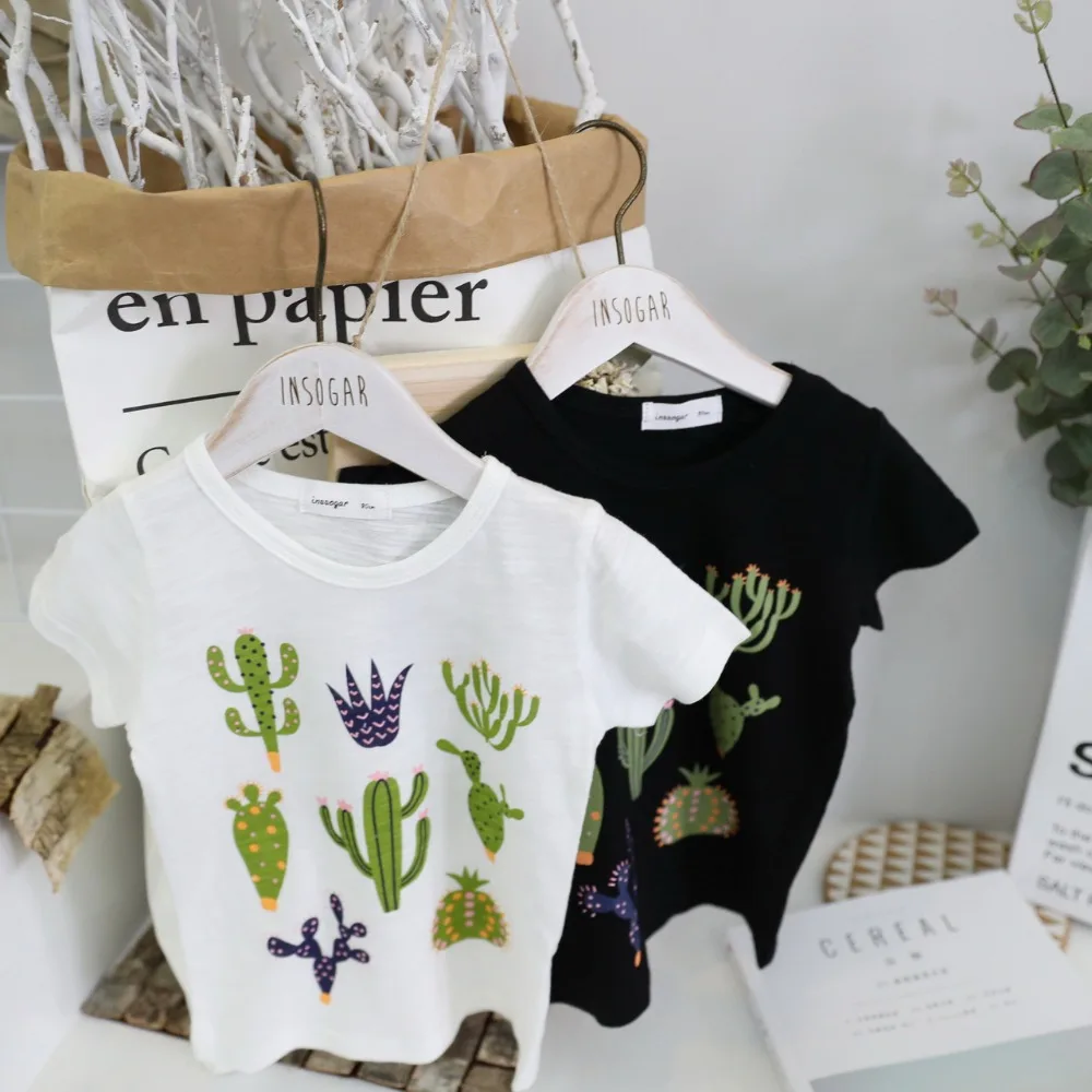 New Summer 2017 Baby T Shirts for girls Cotton Short Sleeve Cactus cartoon Print child Tees Kids cute Tops boys T-shirt (21)