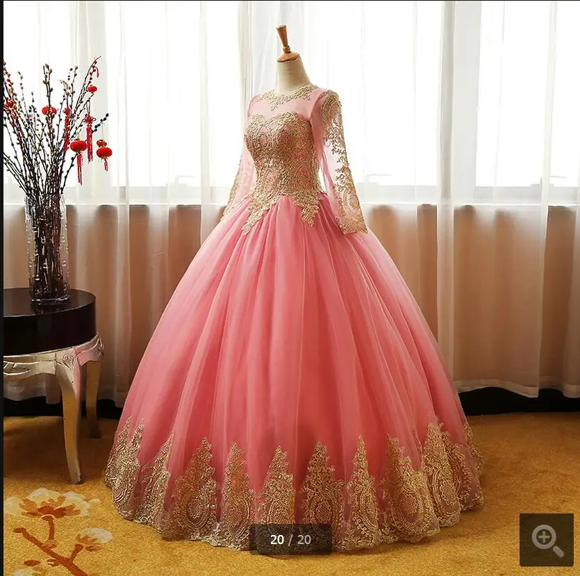 pink and gold ball gown