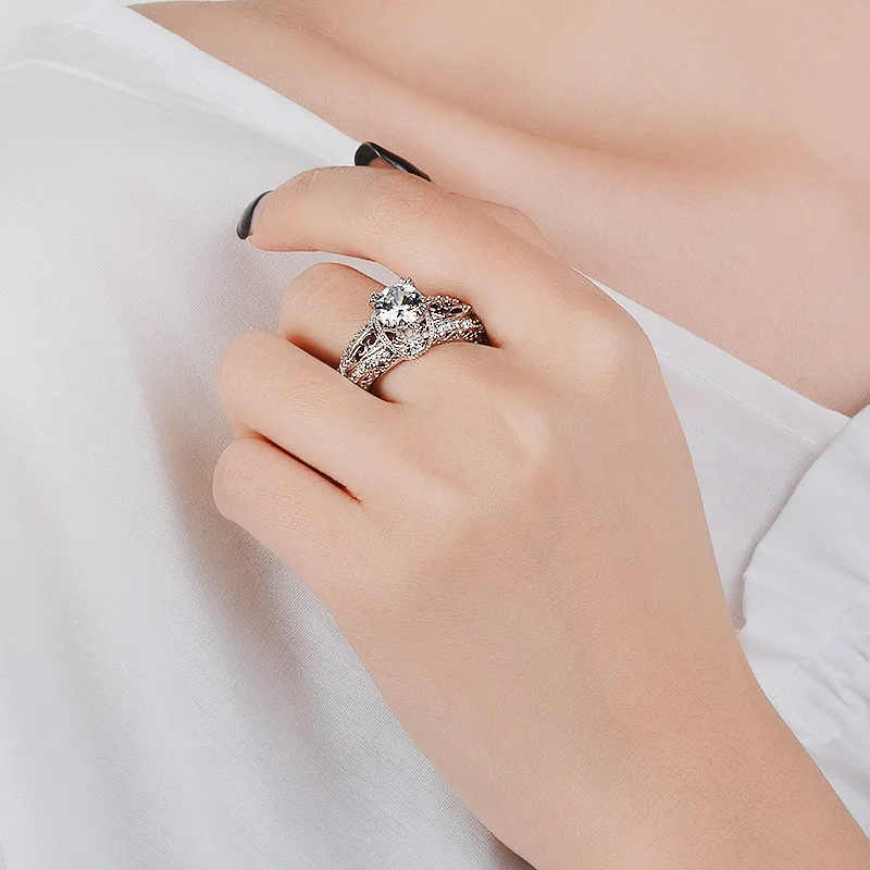 Yanley Elegant Female Wedding Ring Solid Silver Color Jewelry Sparkling Cubic Zircon Stone Engagement Rings for Women PR266