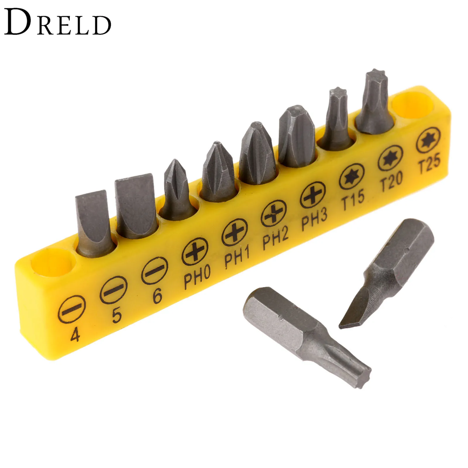 DRELD 10Pcs Drill Screwdriver Set Bits Repair Tools 1/4" Hex
