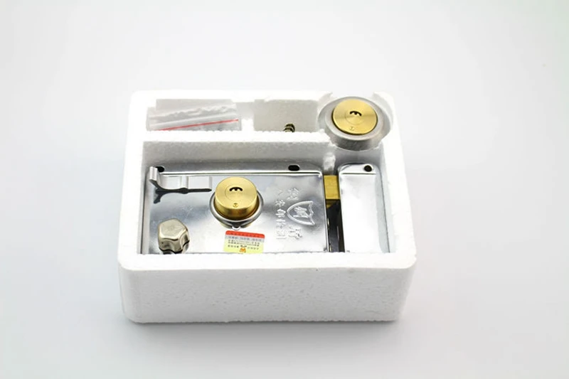 Security Anti-theft Wooden Exterior Door Locks Silver Tone Cross Cylinder Deadbolt Rim Lock for Furniture Hardware 3