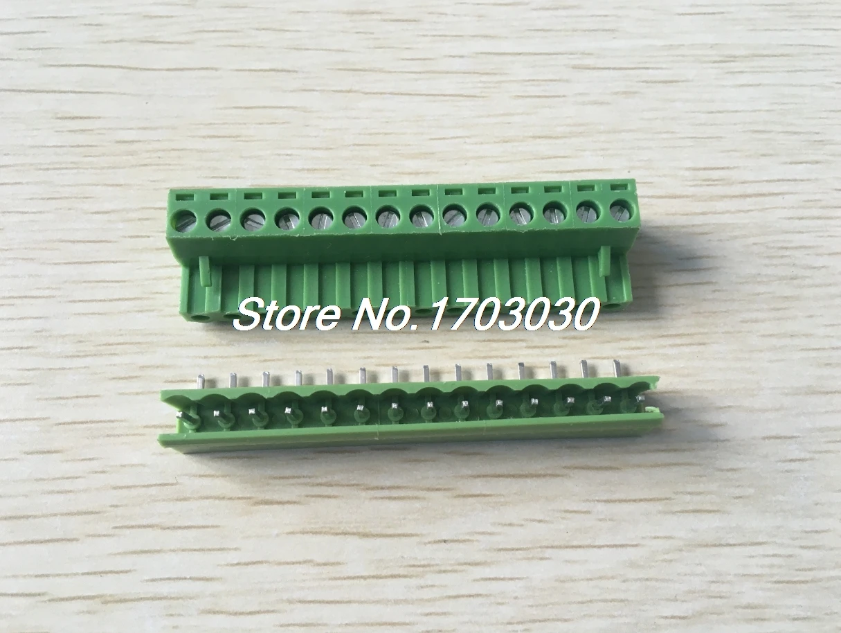 

5 pcs 5.08mm Angle 14 pin Screw Terminal Block Connector Pluggable Type Green
