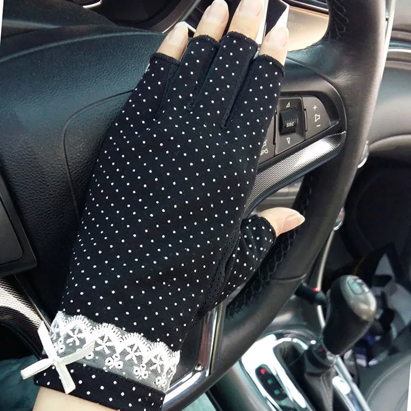 

Female Summer Sports Fitness Cycling Sunscreen Touch Screen Gloves Women Thin Cotton Fashion Half Finger Driving Gloves B83