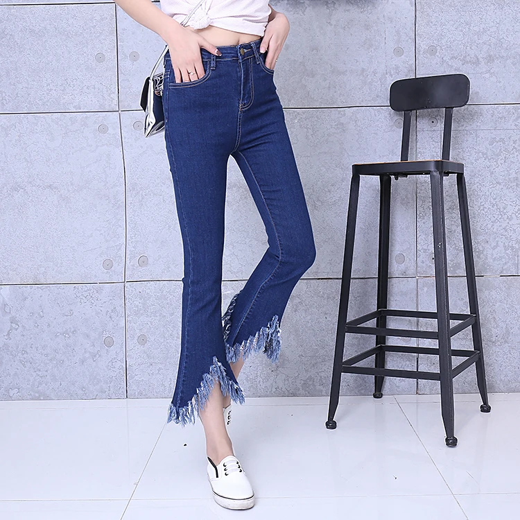 Full Sizes XXS 7XL High Waist Jeans Women American Apparel Retro Blue Black Bell Bottom Jeans